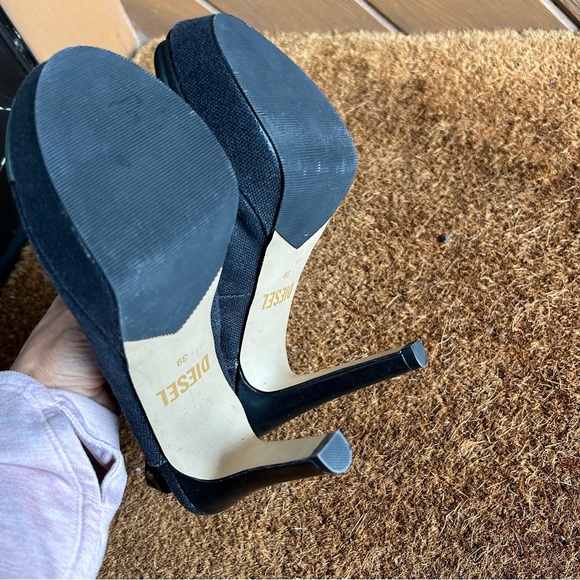 Diesel Women's Black canvas and leather heels sz 39 - Picture 6 of 9